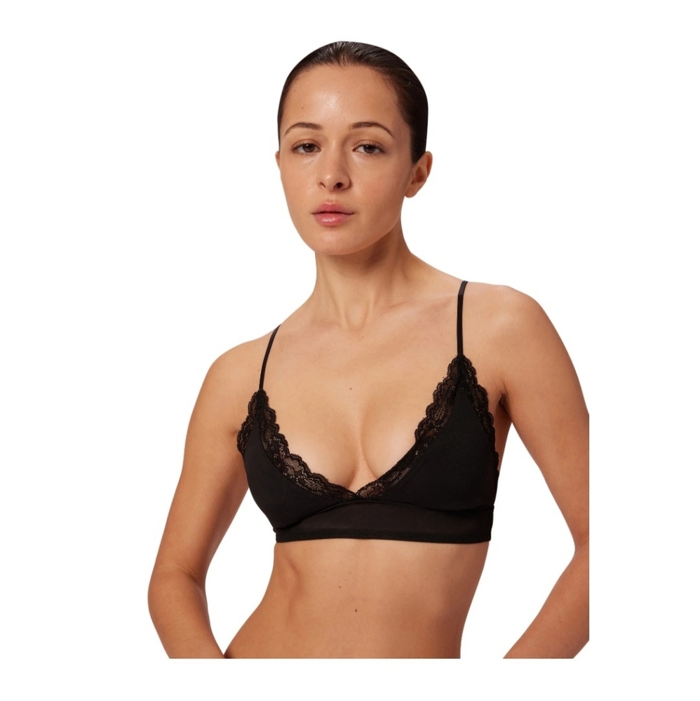 Parade Mesh Lace Longline Black Bralette Unpadded Lined Loungewear Women's XS